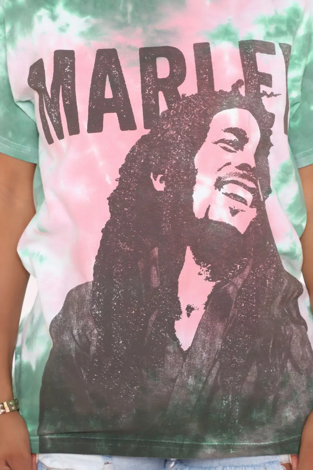 Bob Marley Tie Dye Top - Green/combo