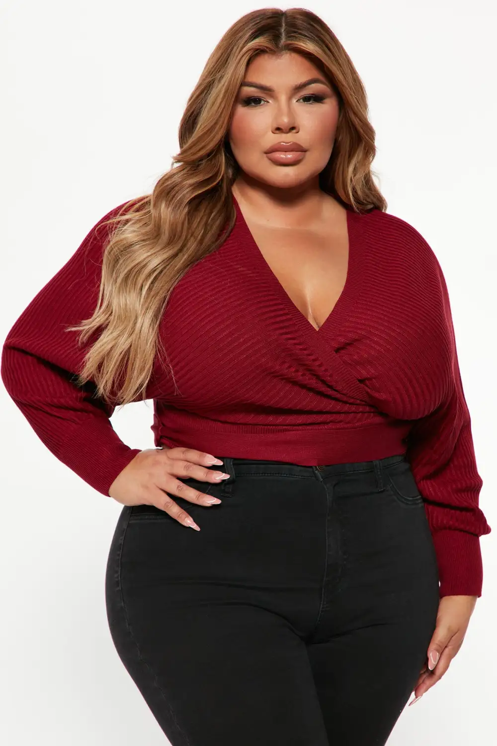 Warmest Occasion Wrap Sweater - Burgundy
