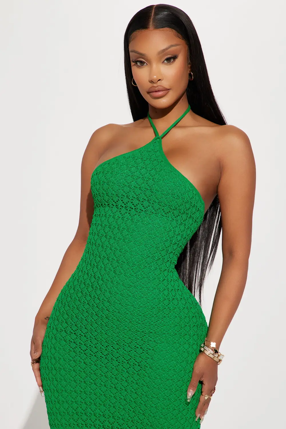 Pack Your Bags Crochet Maxi Dress - Green