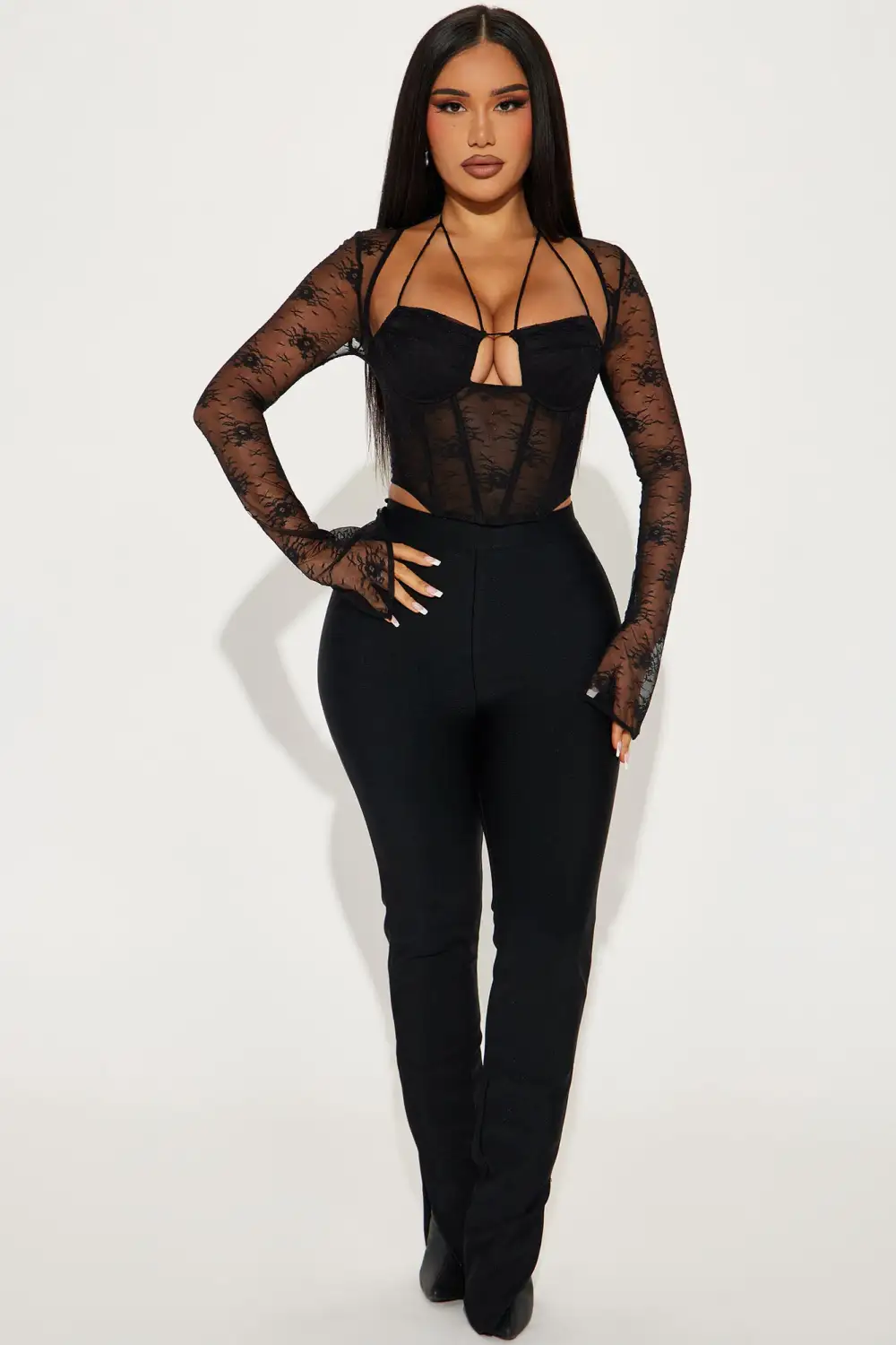 Layla Lace Corset Top - Black