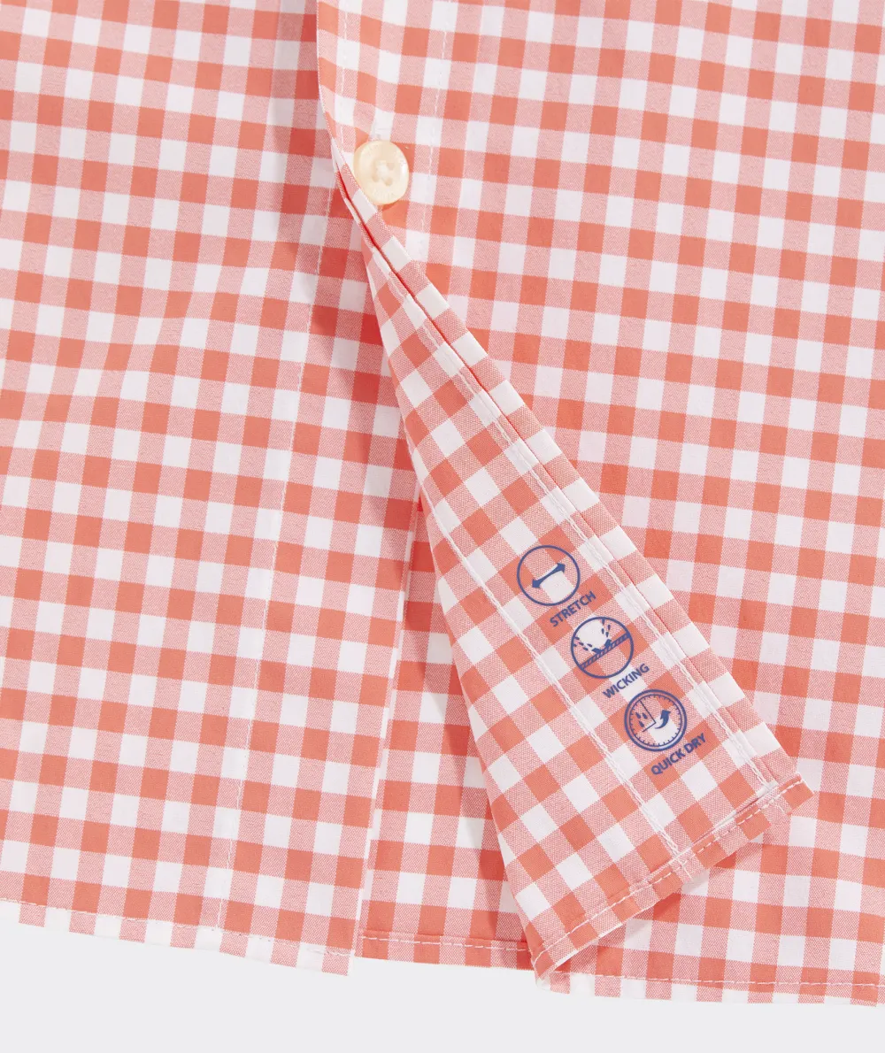 On-The-Go Nylon Short-Sleeve Gingham Shirt