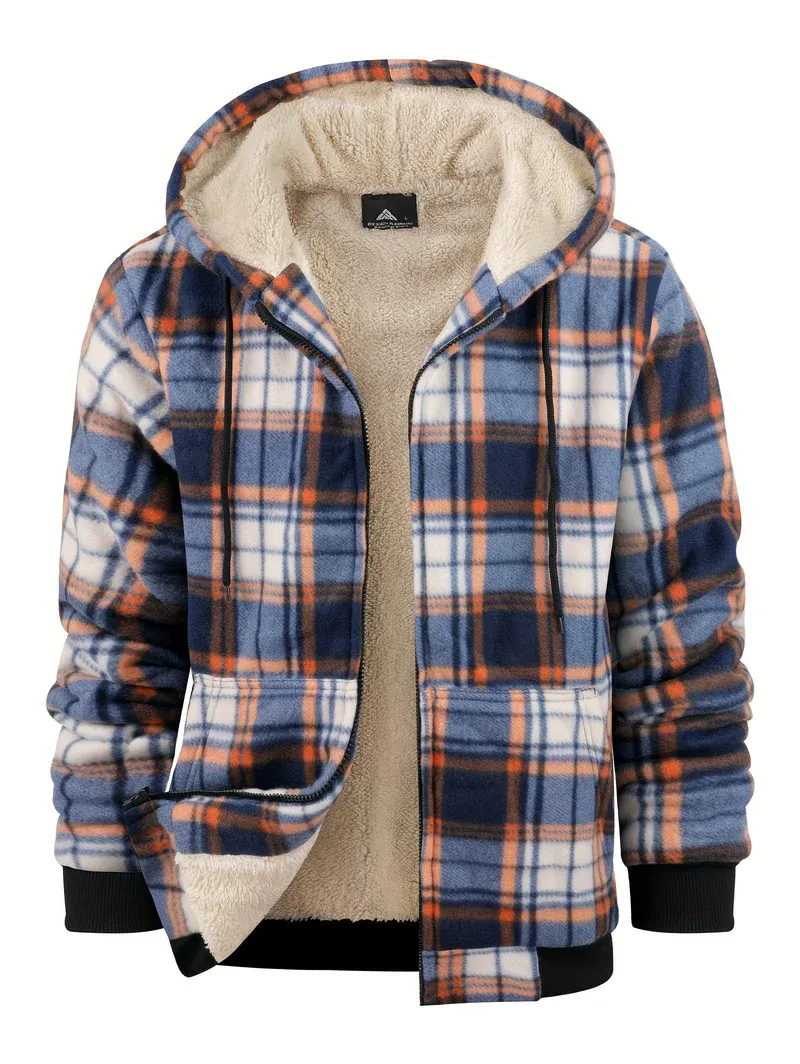 Mens Plaid Flannel Sherpa Lined Fleece Jackets