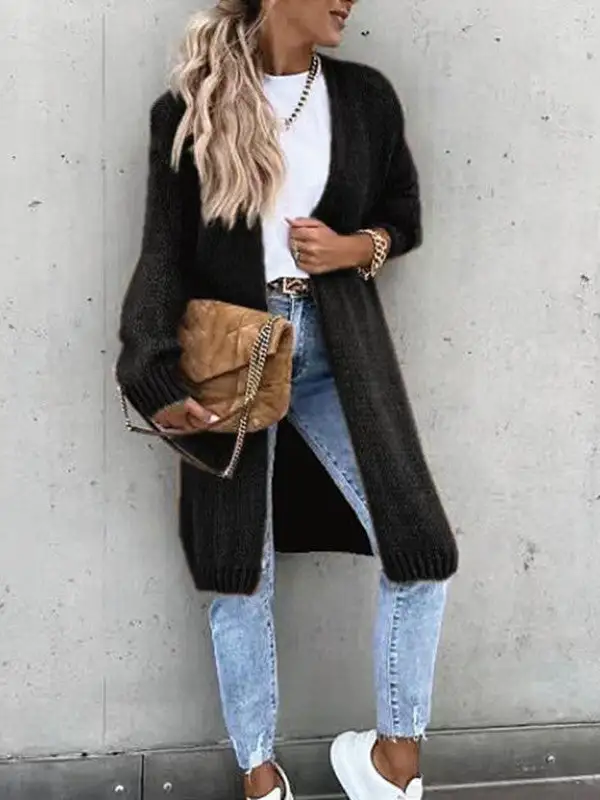 Solid Color Comfy Loose Sweater Cardigan
