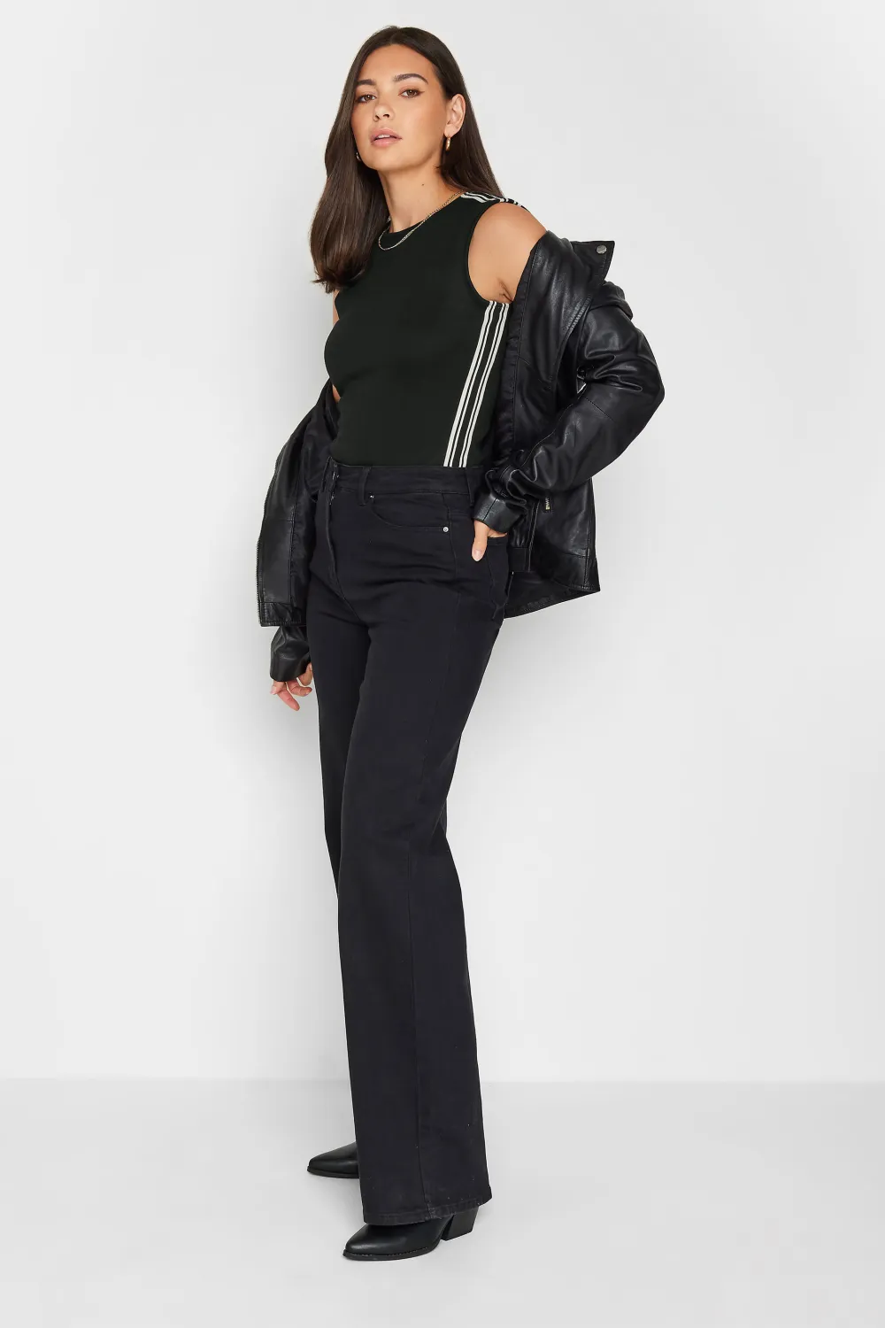 LTS Tall Black Knitted Side Stripe Vest