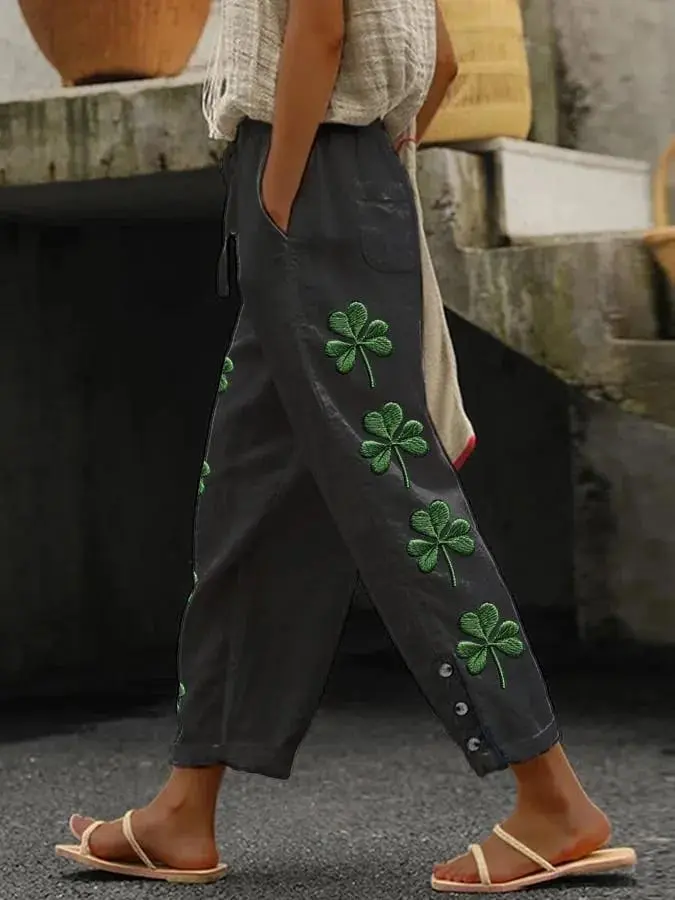 Women's St. Patrick's Day Lace Up Loose Casual Pants