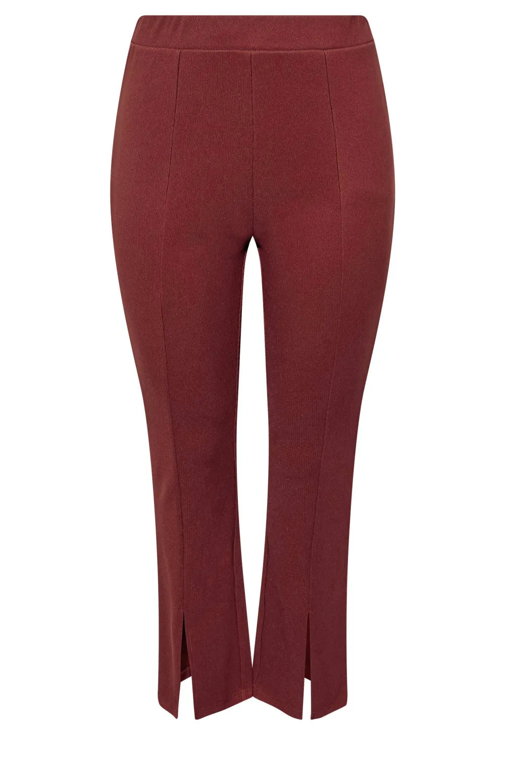 YOURS Curve Burgundy Red Split Front Stretch Flared Leggings