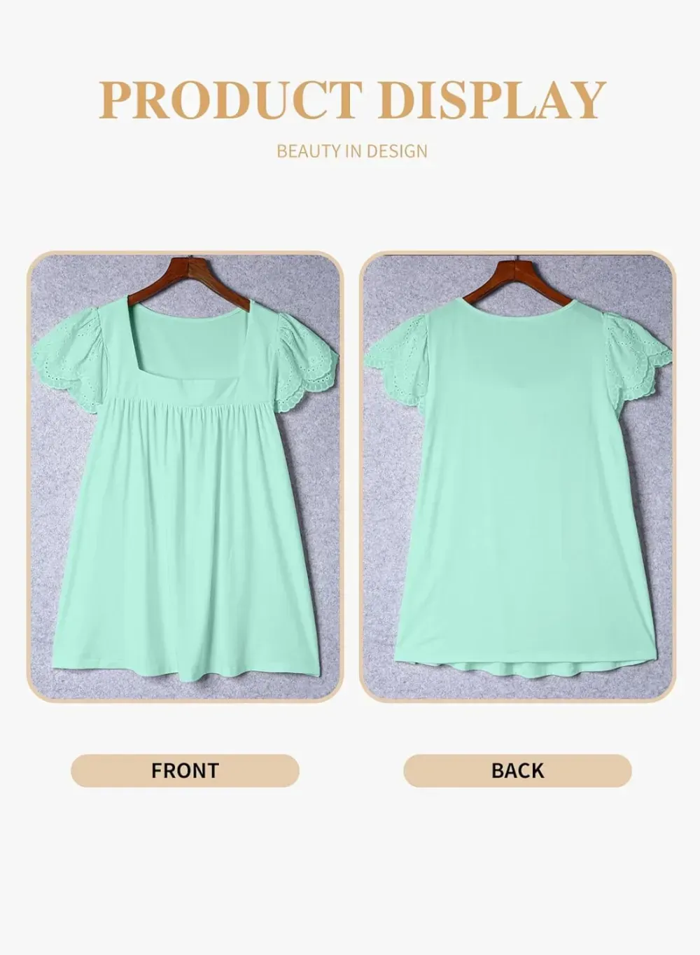 Eytino Womens Plus Size Tops Ruffle Short Sleeve Square Neck Summer Loose Casual Tee Shirts(1X-5X)