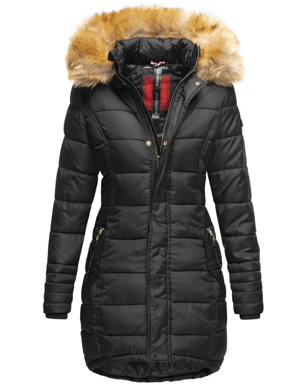 Fashion ladies parka coat with fur collar L