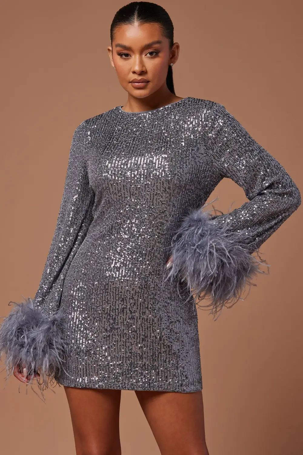 Mirabelle Sequin Mini Dress - Grey