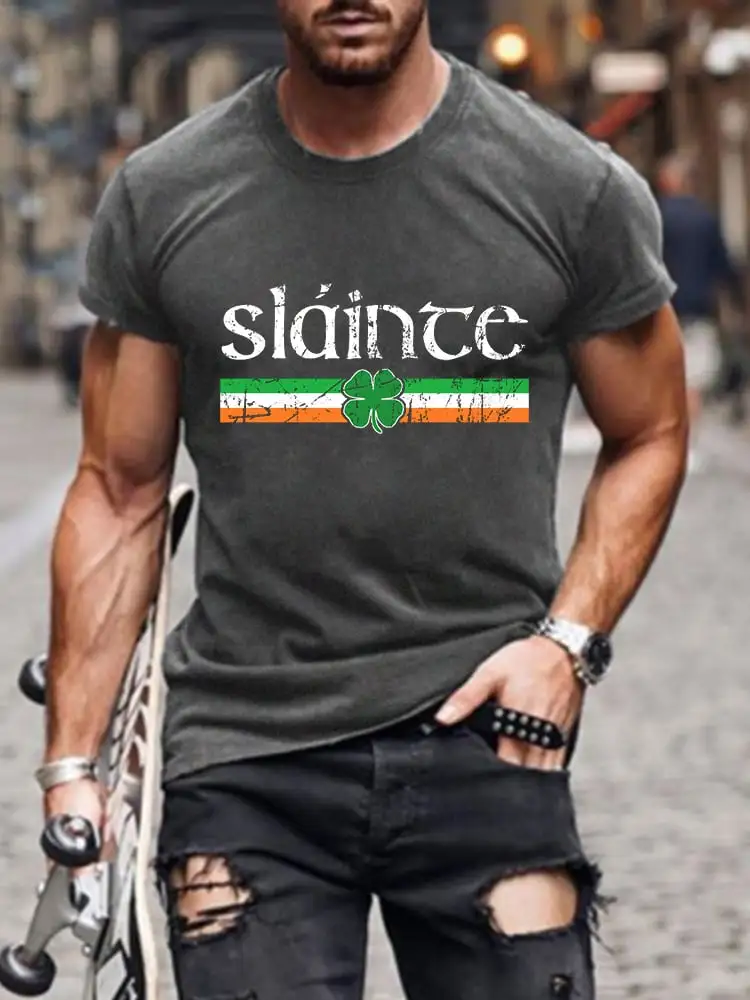 Men's Slaince Shamrock Print Short Sleeve T-Shirt