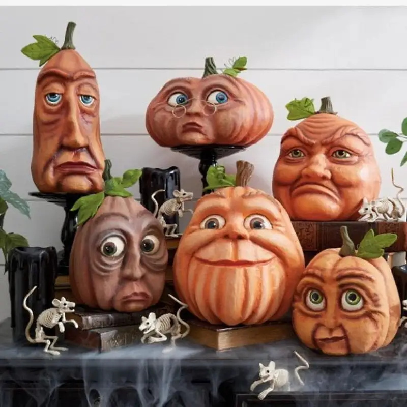 Halloween Pumpkin Outdoor Garden Decoration Ghost Party Pumpkin Six Weird Resin Crafts Ornaments