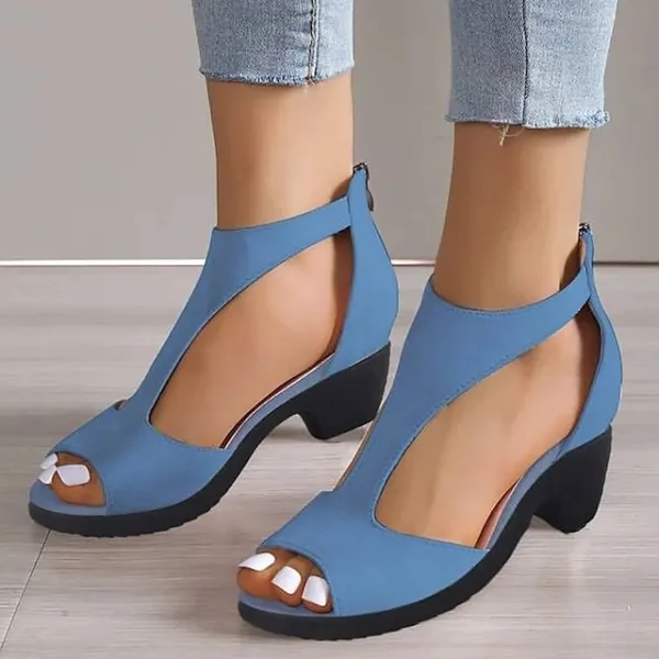 Women's Sandals Sexy Shoes Gladiator Sandals Roman Sandals Plus Size Wedding Daily Club Summer Zipper Block Heel Chunky Heel Cuban Heel Peep Toe Sexy Casual Suede Zipper Solid Color Blue
