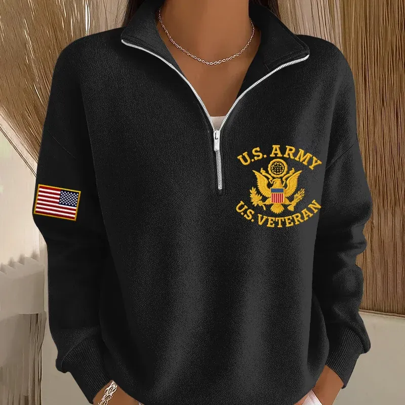 Women's Veteran Print Casual Sweatshirt