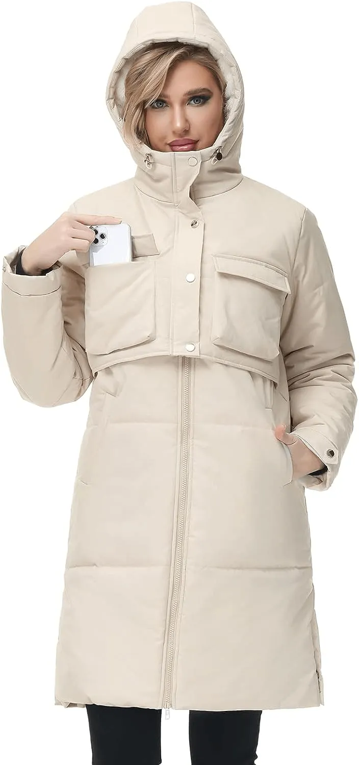 Women's Winter Coats Fleece Parkas Anoraks Hooded Military Jacket Coats M Black