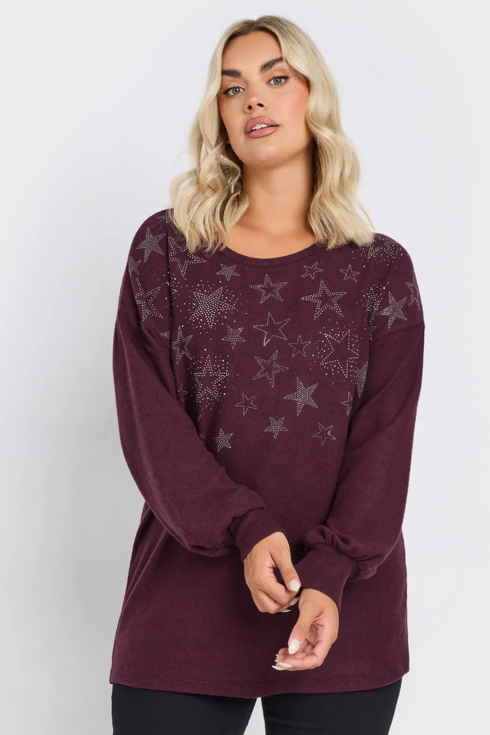 YOURS Curve Purple Star Diamante Embellished Jumper