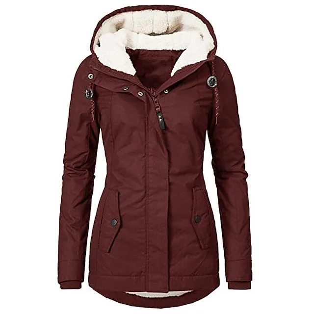 Women's Parka Street Fall Winter Puffer Jacket Long Coat Windproof Warm 3 in 1 Loose Casual Sports Jacket Long Sleeve Solid Color Zipper Purple Blushing Pink Waterpoof Daily Wear Down Parkas  Lined