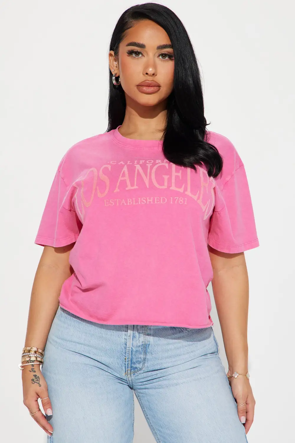Los Angeles Washed Tshirt - Hot Pink