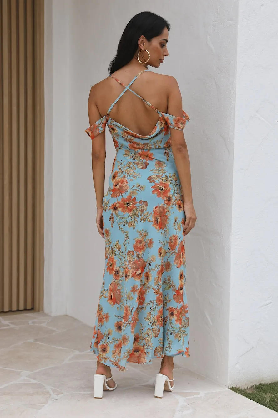 LOVER STYLE MAXI DRESS-BLUE