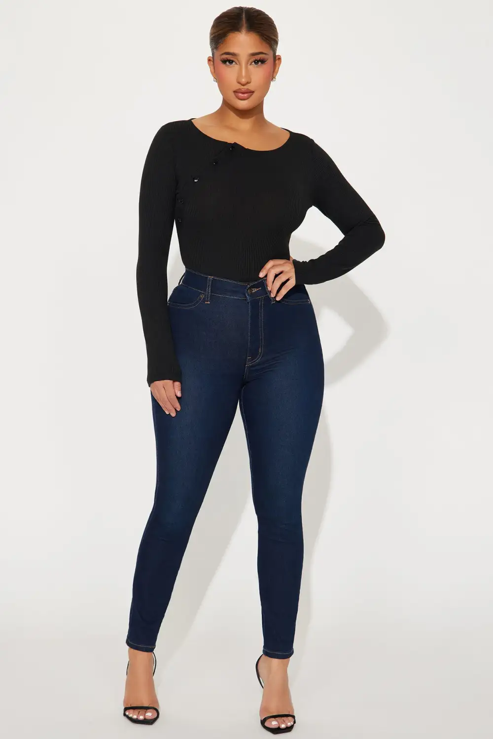 Open To It Ribbed Bodysuit - Black