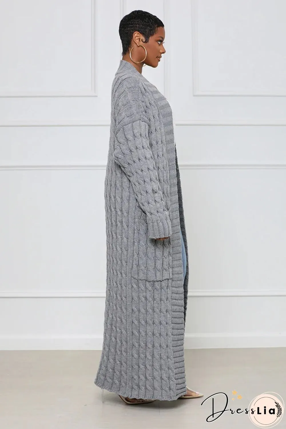 Winter Crochet Loose Long Twist Sweater Cardigan