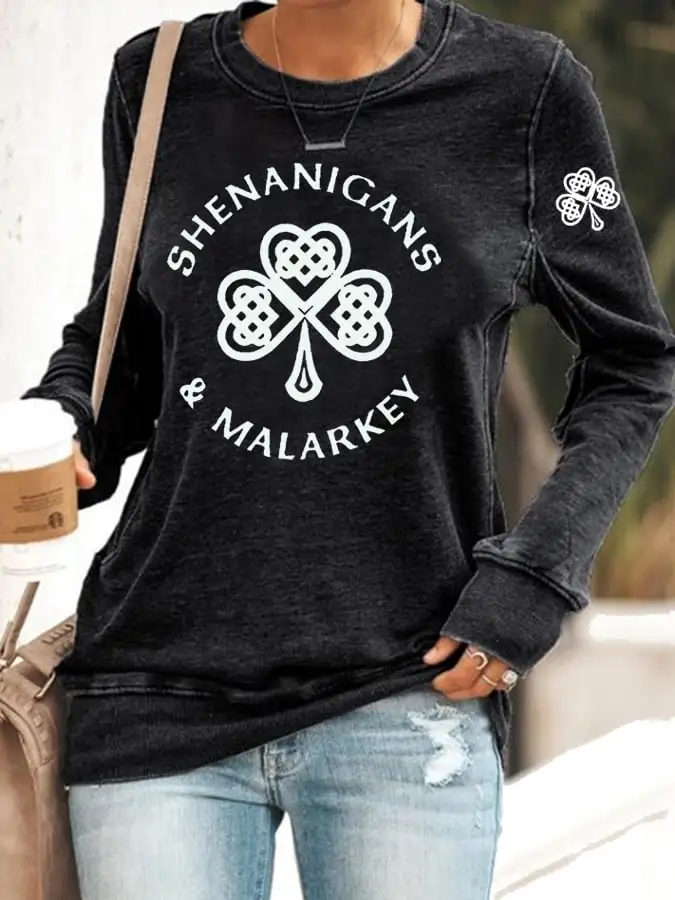Women's St. Patrick's Day Shenanigans And Malarkey Print Sweatshirt