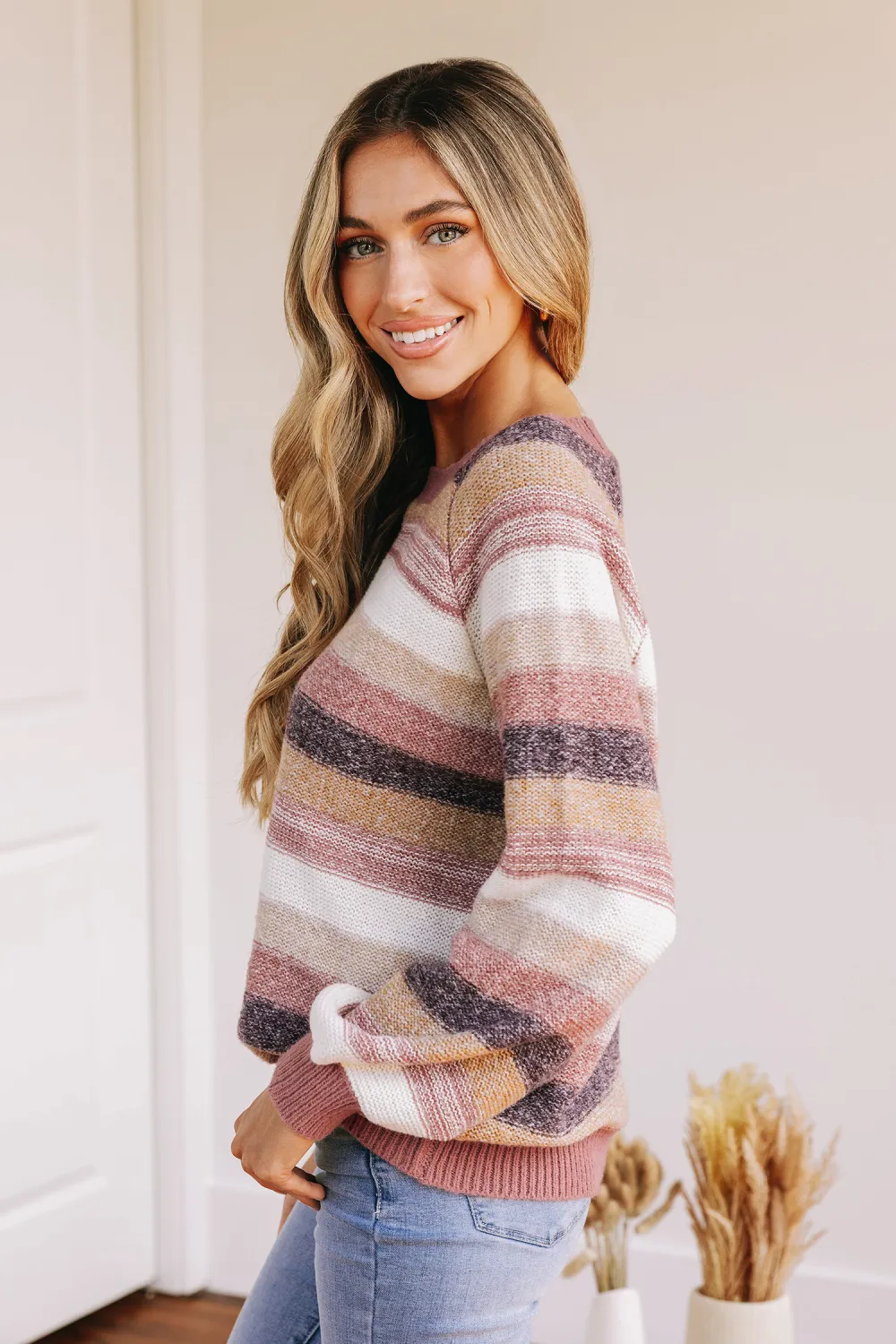 Striped Raglan Sleeve Sweater