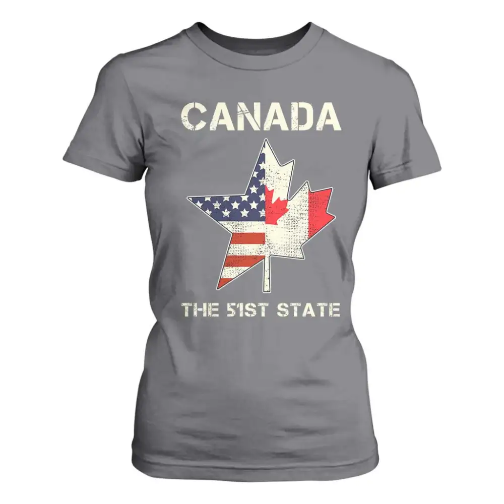 Canada The 51st State T Shirt For Women Maple Canadian American Flag TS09