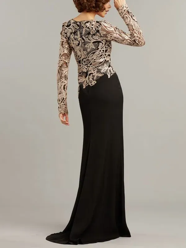 Velvet with rope embroidery ladies dress