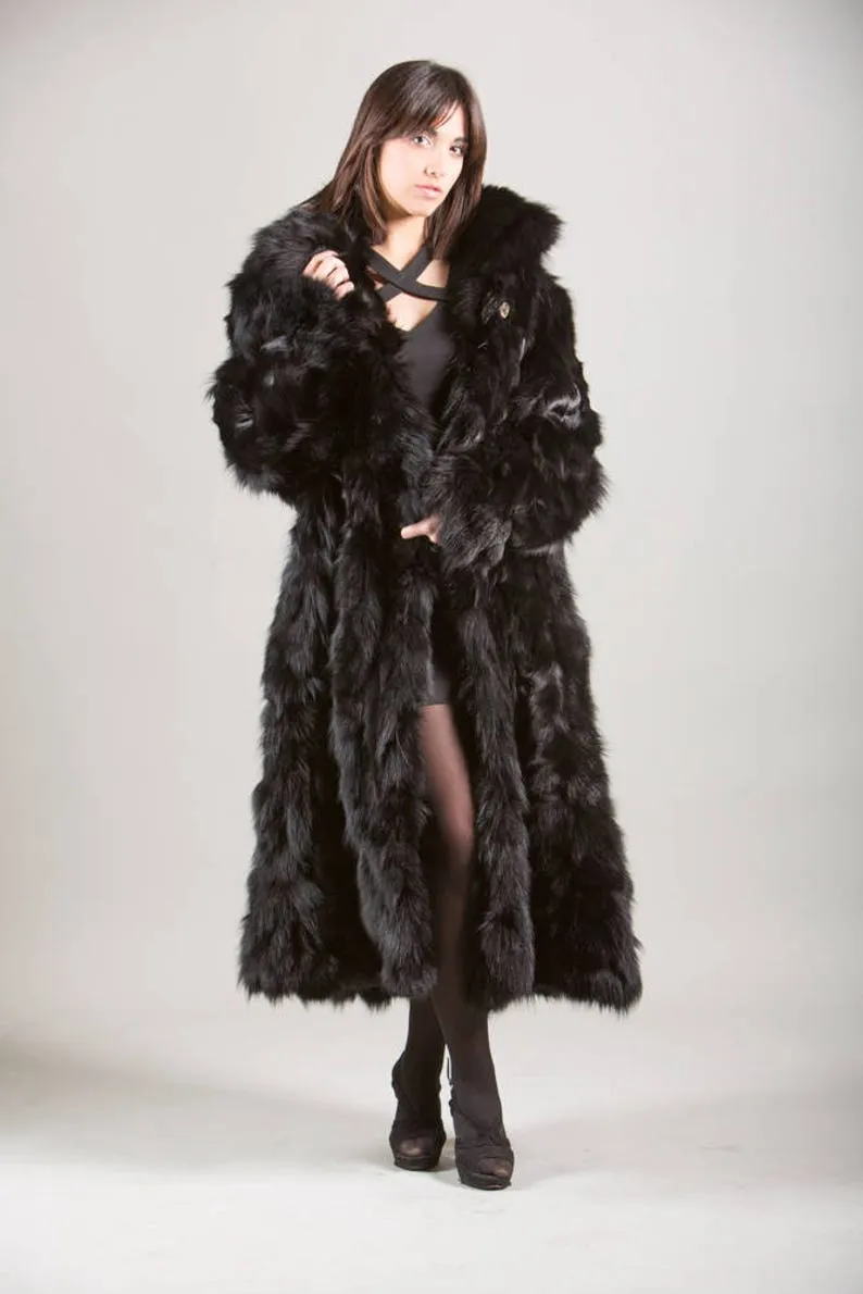 Black Fur Full Length Jacket