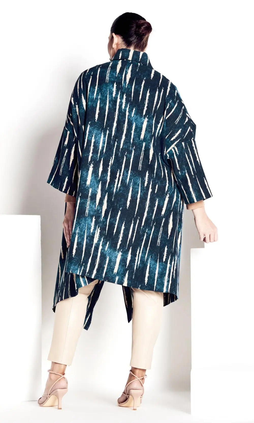 Evans Navy Blue Stripe Cape Jacket