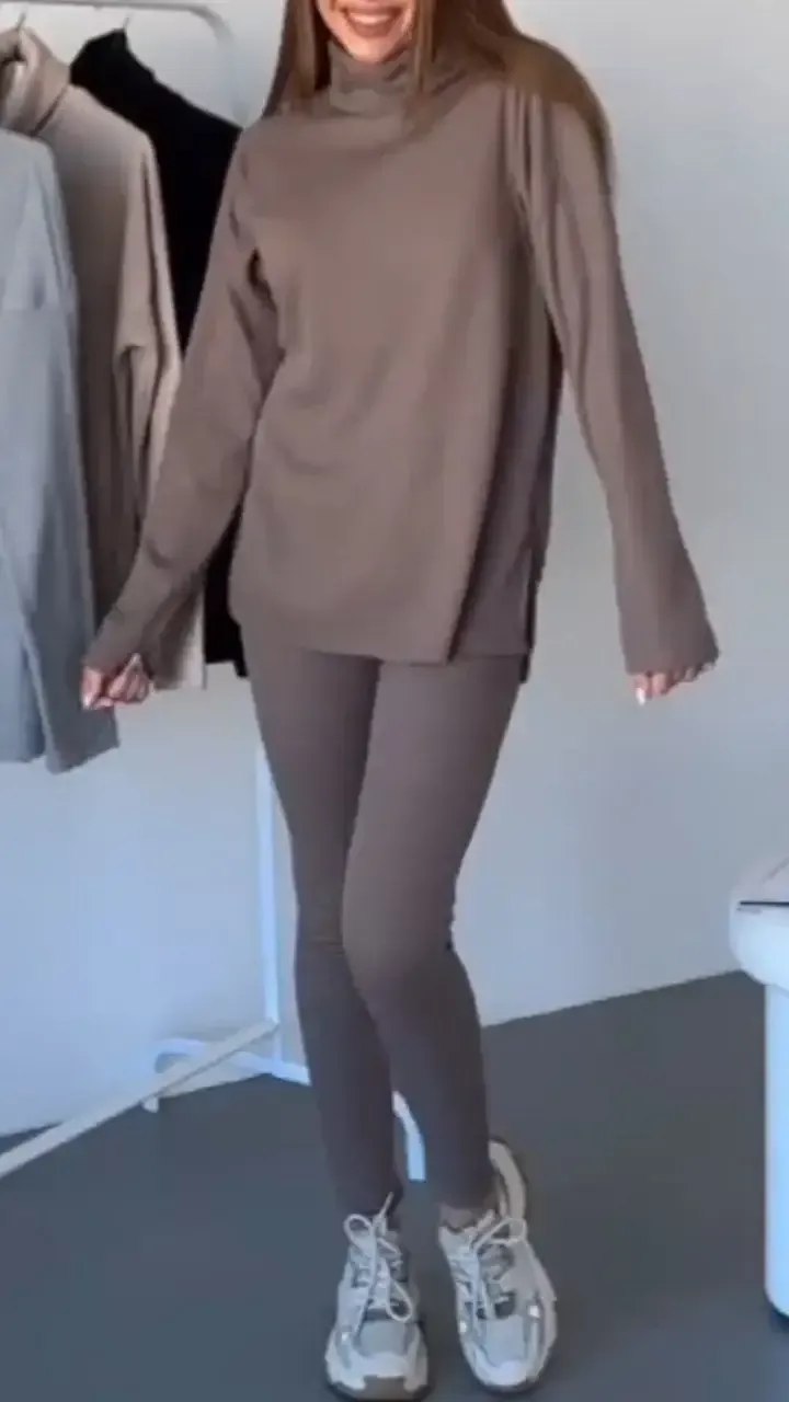 Women's Long Sleeve Solid Color Casual Suit