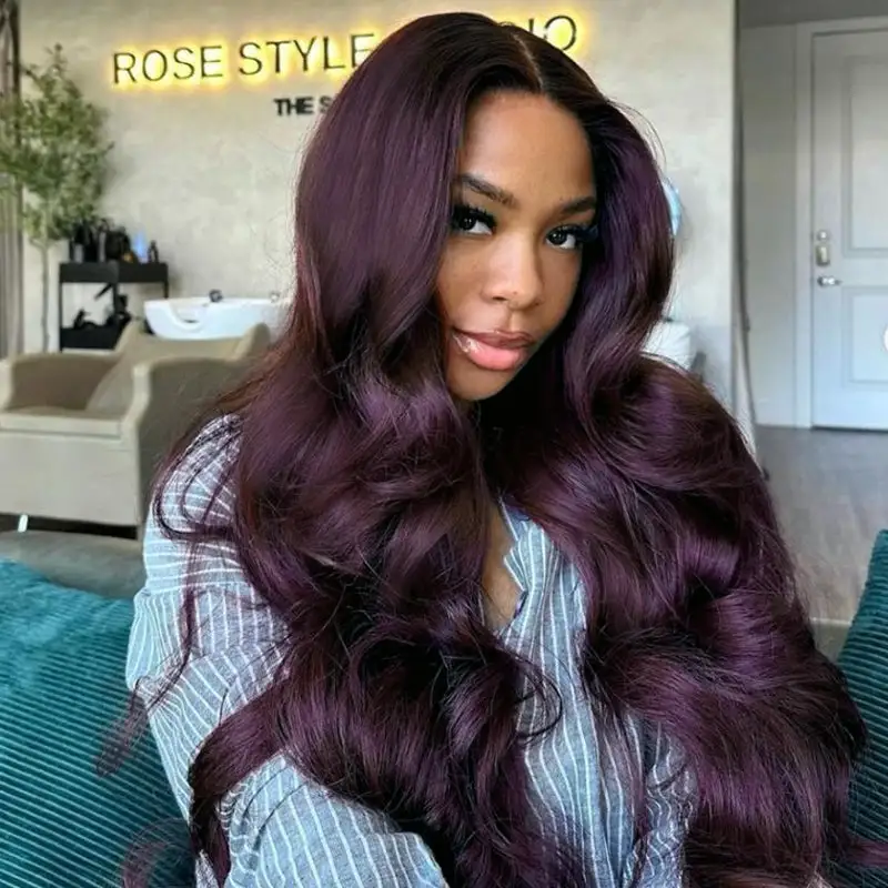 Sale | @bigekane Recommend Glueless Dark Purple 7x6/13x6 FULL Lace Frontal Wig 16