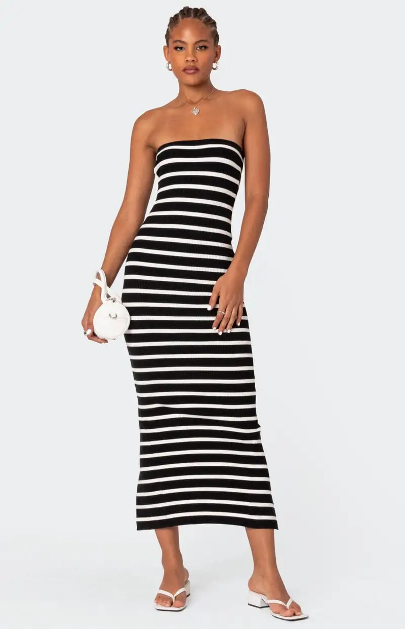 Edikted Knit Back Slitted Maxi Dress