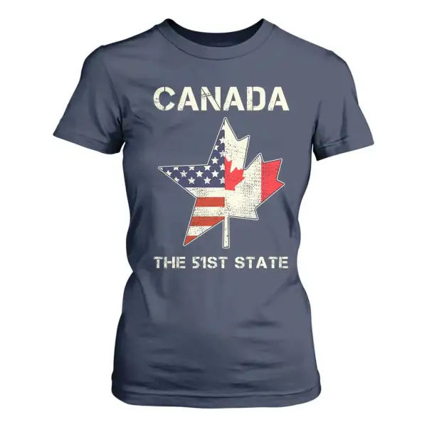 Canada The 51st State T Shirt For Women Maple Canadian American Flag TS09