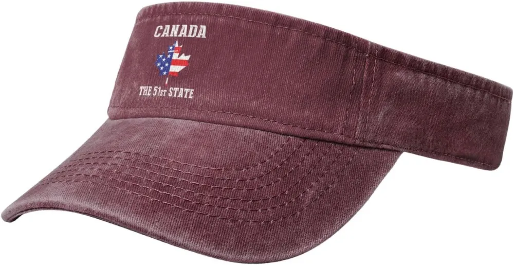 Canada 51st State Denim Visor Hat Adjustable Unisex Golf Sports Empty Top Cap
