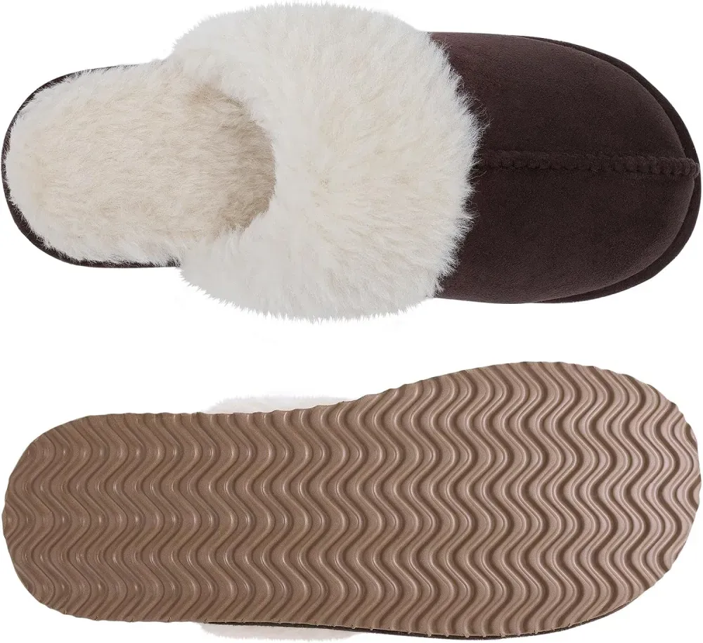 Women's Fuzzy Memory Foam Slippers Fluffy Winter House Shoes Indoor and Outdoor