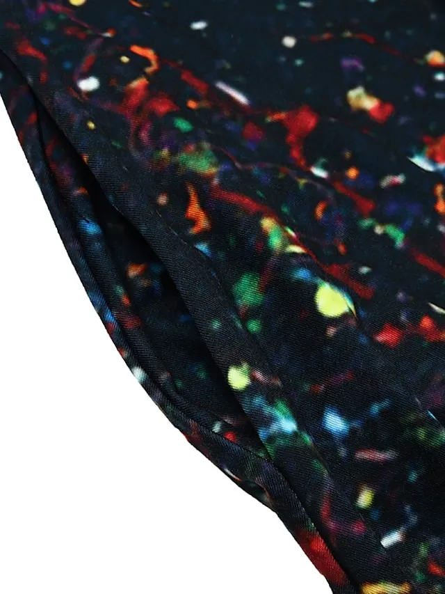 Women‘s Casual Dress Swing Dress Midi Dress Blue Yellow Rainbow Long Sleeve Color Gradient Pocket Print Winter Fall Crew Neck Vacation Casual Fall Dress 2023 S M L XL XXL 3XL