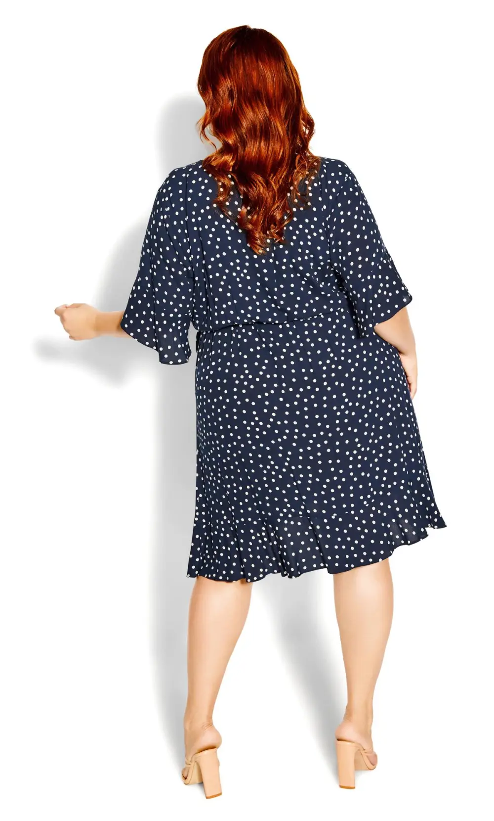 Evans Navy Polka Dot Wrap Dress