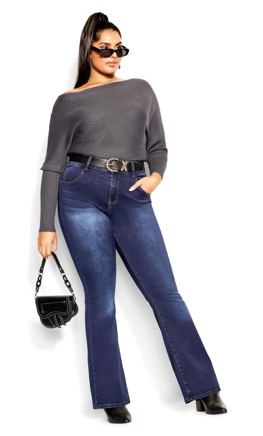 Evans Grey Ribbed Jumper