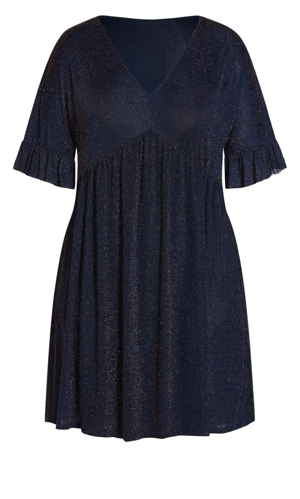 Evans Navy Blue Metallic Swing Mini Dress