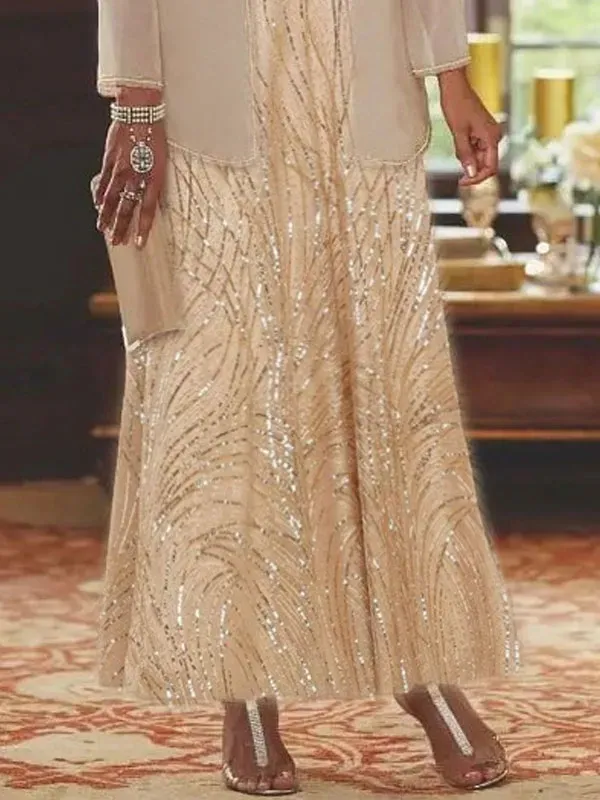 Gathering waist gold line temperament elegant jacket ladies set