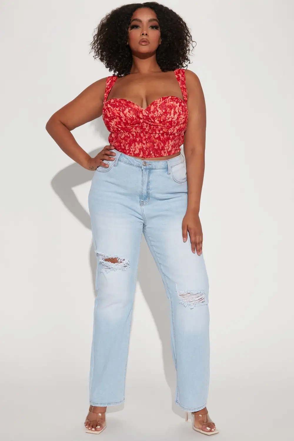 Best Of Me Floral Corset Top - Red/combo