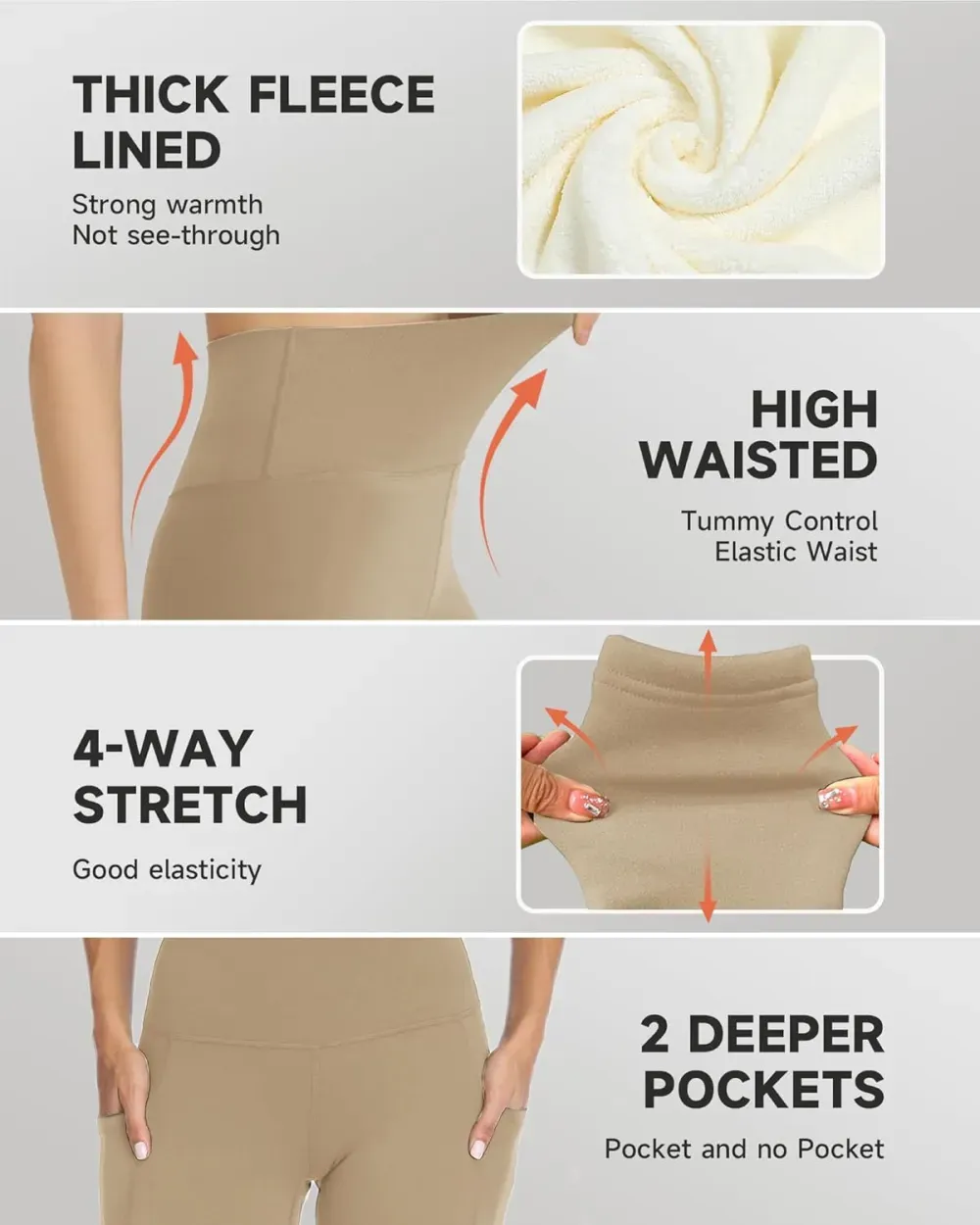 Fleece Lined Leggings for Women – Thick Winter Warm Thermal High Waisted Tummy Control Workout Yoga Pants