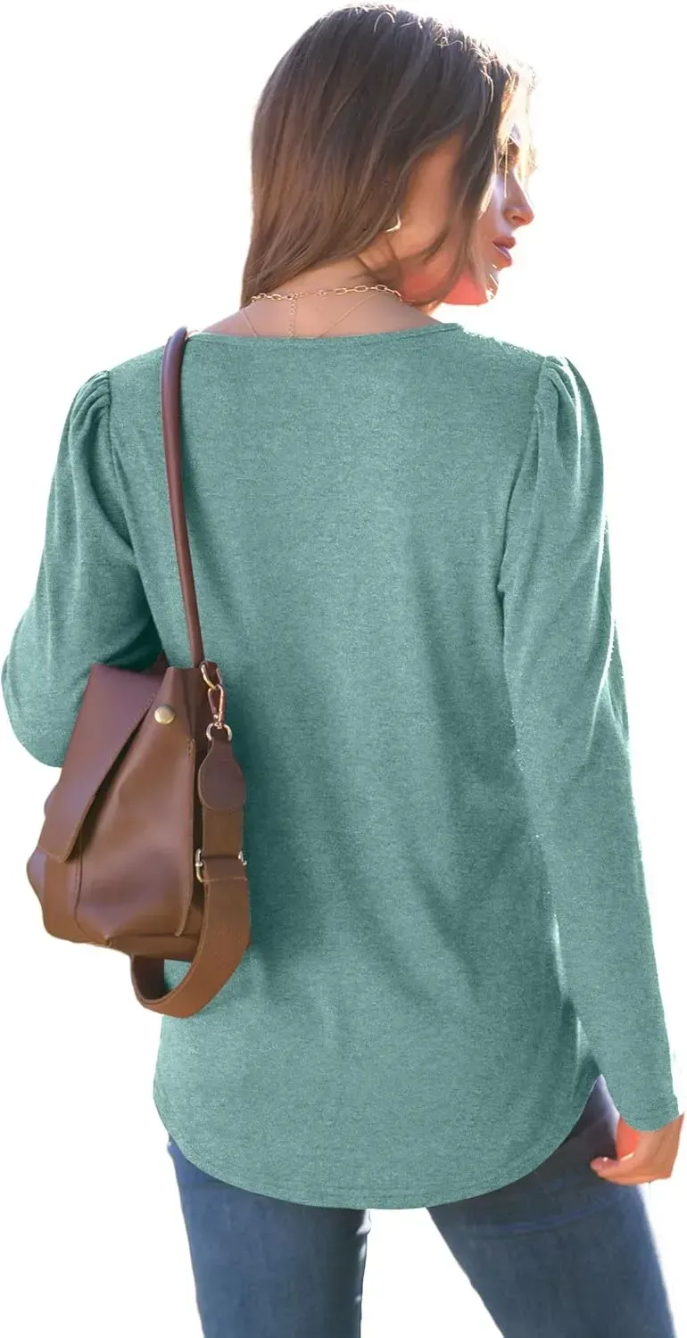 WIHOLL Blouses for Womens Dressy Casual 2024 Fall Tops Long Sleeve Shirts Loose Fit Tunics