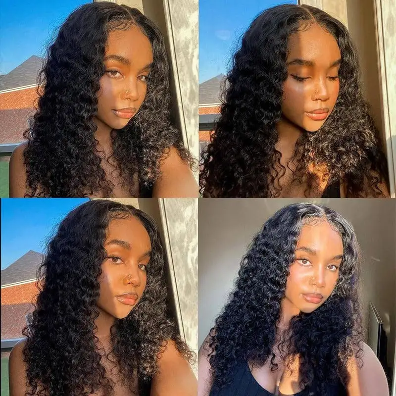 Deep Curly 4x4 Lace Closure Wig  180% Virgin Human Hair Wig
