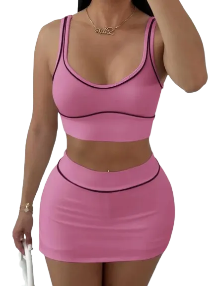 Two-piece Set Women's  Crop Tank Top & Skirt