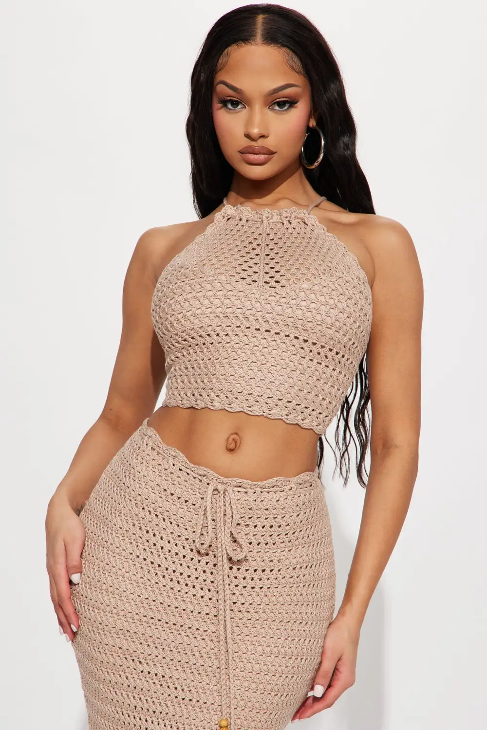 Island Girl Crochet Skirt Set - Sand