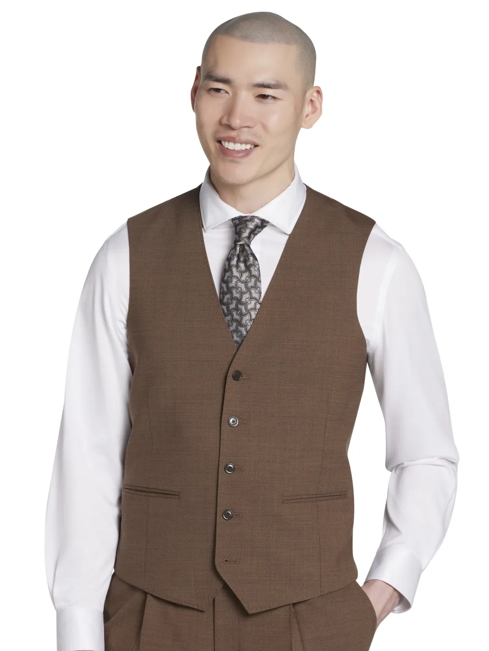 JOE Joseph Abboud Slim Fit Wool Blend Sharkskin Suit Vest