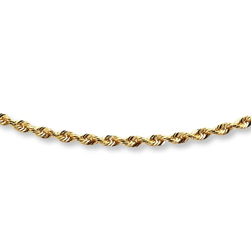 Solid Rope Chain Necklace 14K Yellow Gold 22