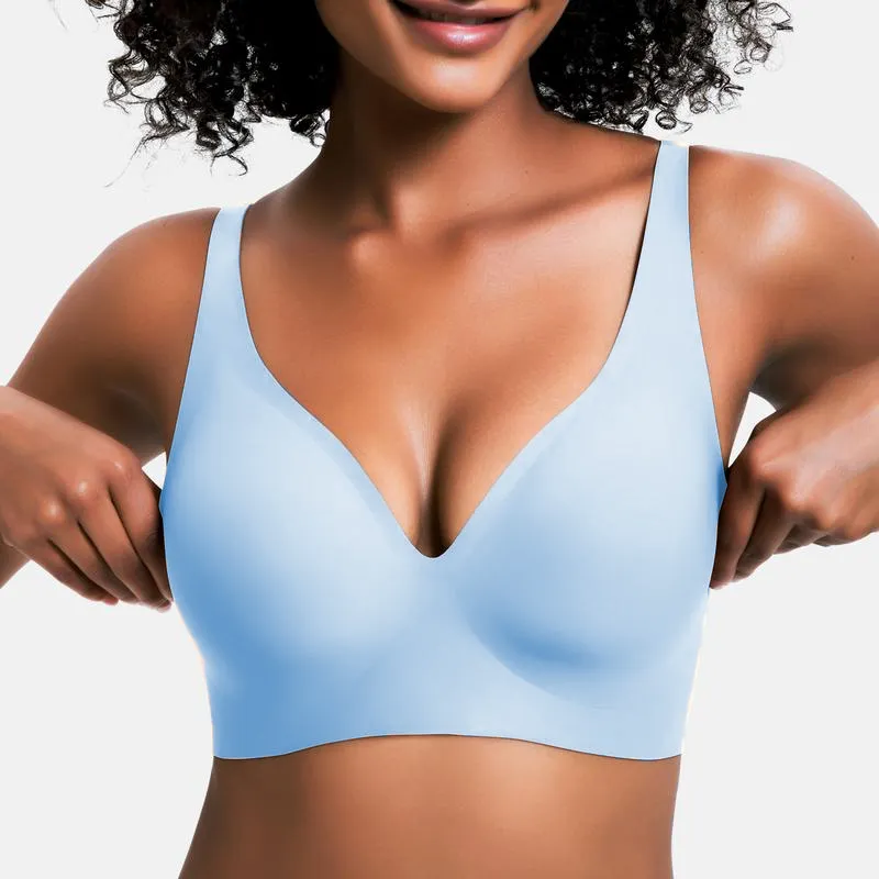 Women's Jelly Wireless Deep V Push-Up Seamless Bra